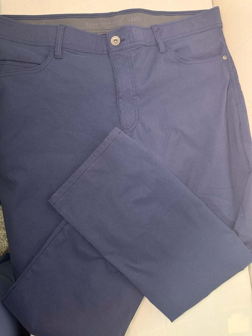 Weatherproof Vintage Pants Size 38x29 Blue Nylon Stretch 5-Pocket